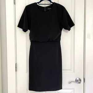 Banana Republic Black Tailored Sheath Dress Short Sleeve Crewneck Career Wear